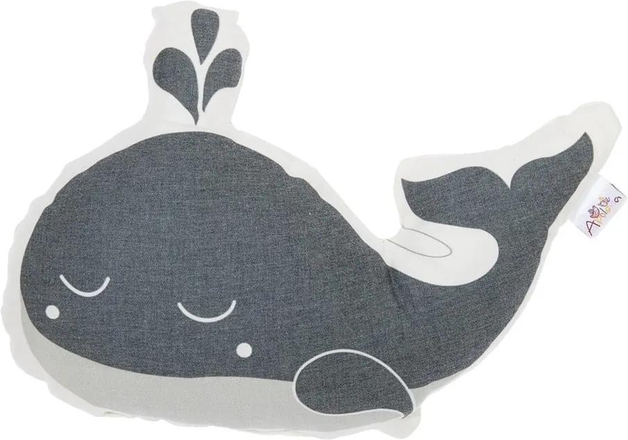 Pillow Toy Whale szürke pamutkeverék gyerekpárna, 35 x 24 cm - Mike & Co. NEW YORK