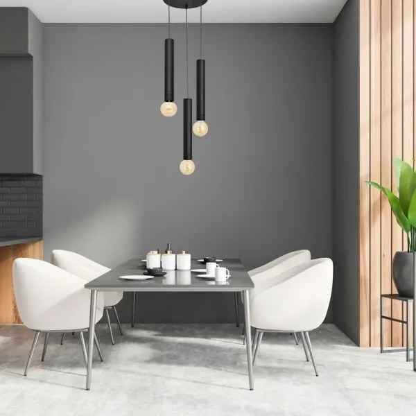 Csillár zsinóron TUBA 3xE27/15W/230V fekete