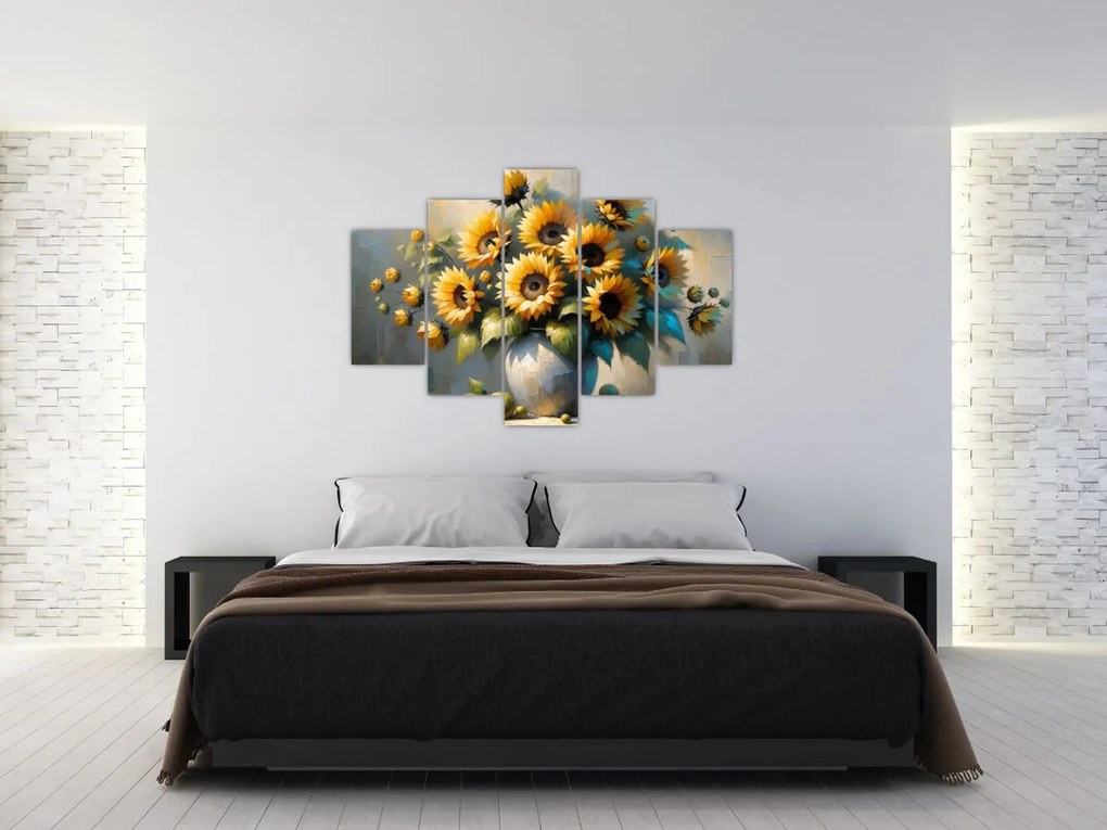 Kép – Napraforgós váza (150x105 cm)