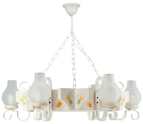 Brilagi - Láncos csillár QUEEN 6xE14/40W/230V bükk/krémszínű