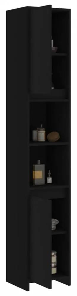 Fekete forgácslap fürdőszobaszekrény 30 x 30 x 183,5 cm