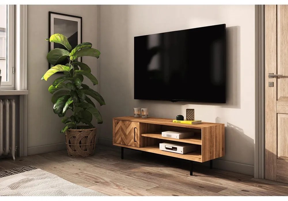 Natúr színű tölgyfa TV-állvány 144x50 cm Abies – The Beds