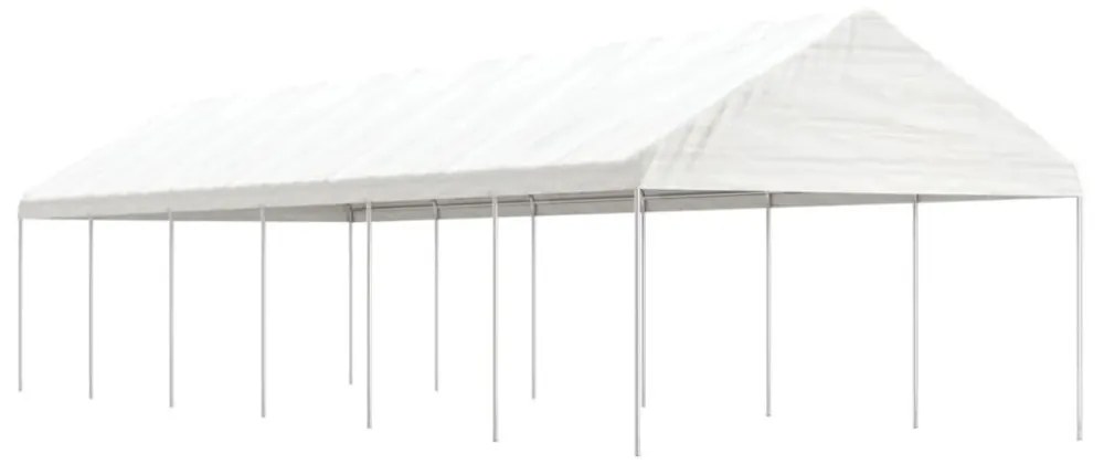 fehér polietilén pavilon tetővel 13,38 x 4,08 x 3,22 m