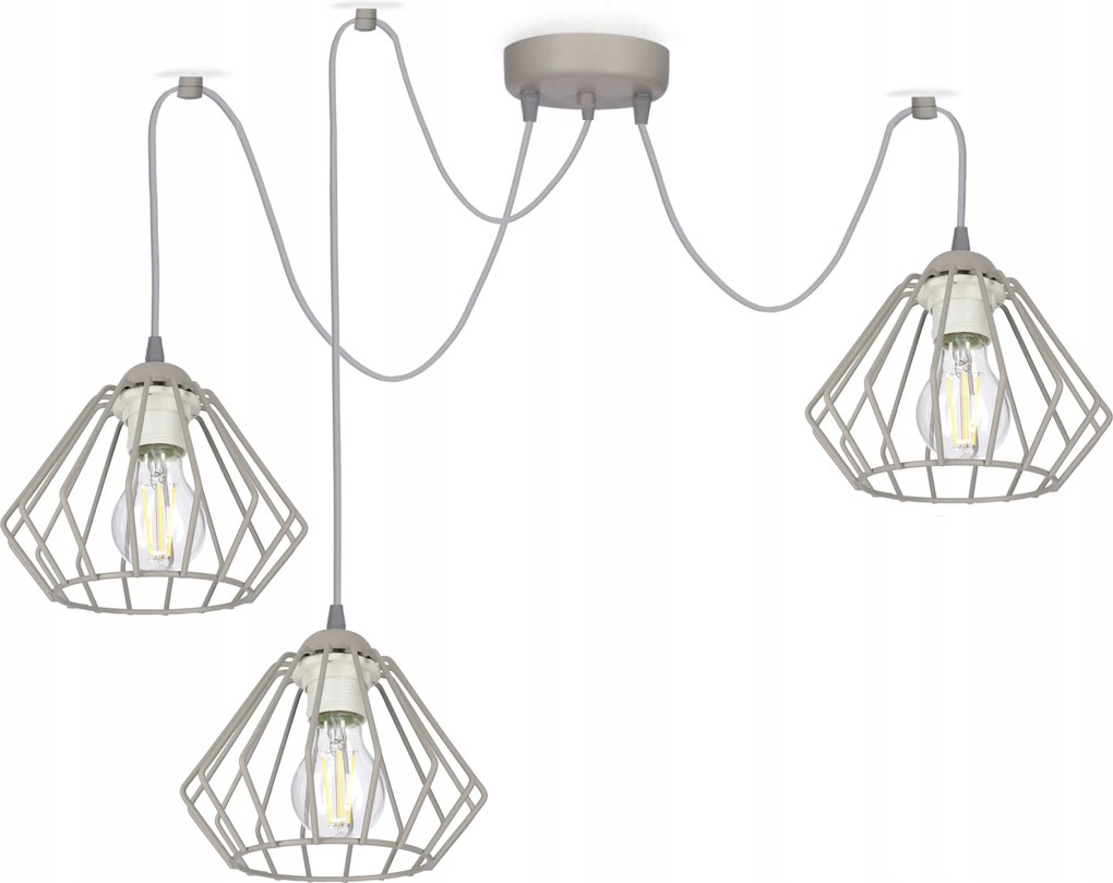 Csillár Mennyezeti Függőlámpa Pók Drót Wire 3 Szürke Mennyezeti Lámpa