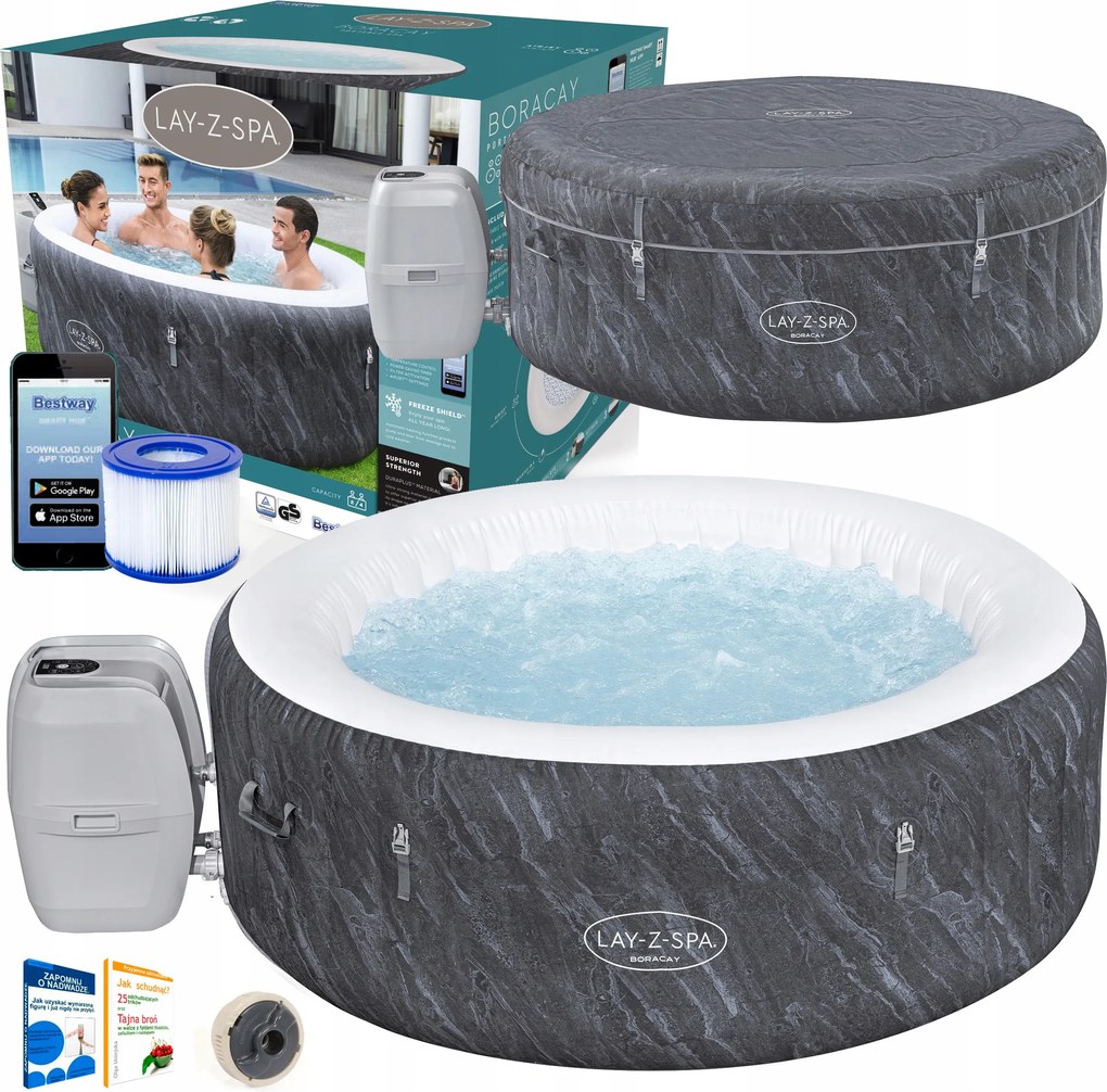 Bestway hidromasszázs Jacuzzi Lay-Z-Spa Boracay 180x66 4 személy 2x Szűrő