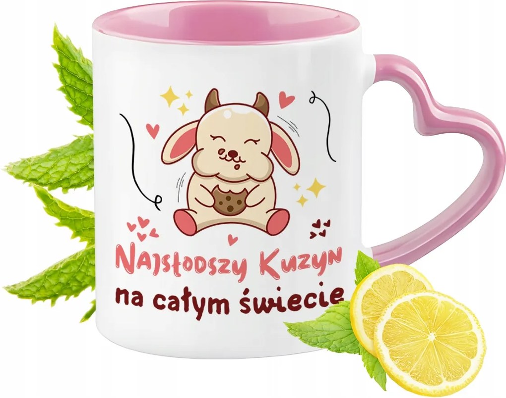 Unokatestvér bögre rózsaszín szív alakú füllel Kávé ajándék