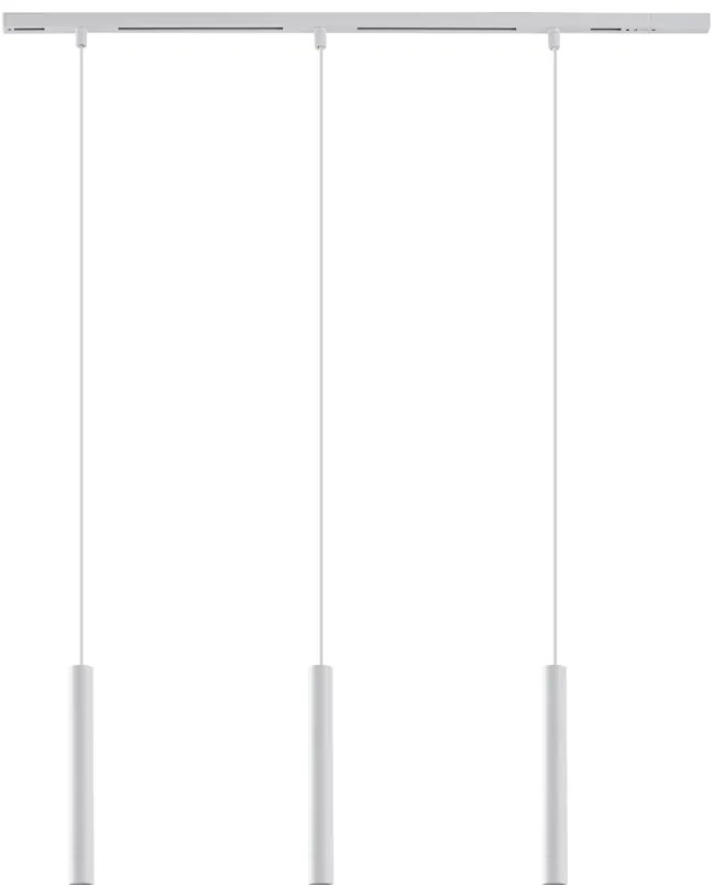 Modern sínrendszer 3 fehér függőlámpa foglalattal, 1 fázisú - Slimline Keno