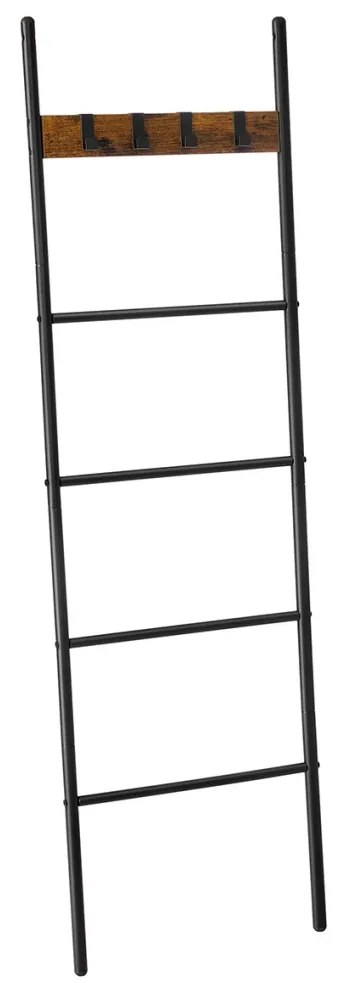 Létra ruhaakasztó, 5 szintes, rusztikus barna és fekete 44x160cm