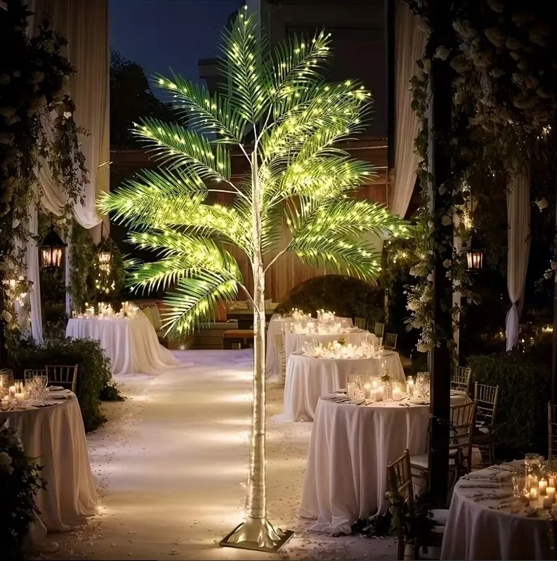 Lámpa LED-es éjjeli lámpa Nagy fa arany Pálma levelek 180cm 1,8M