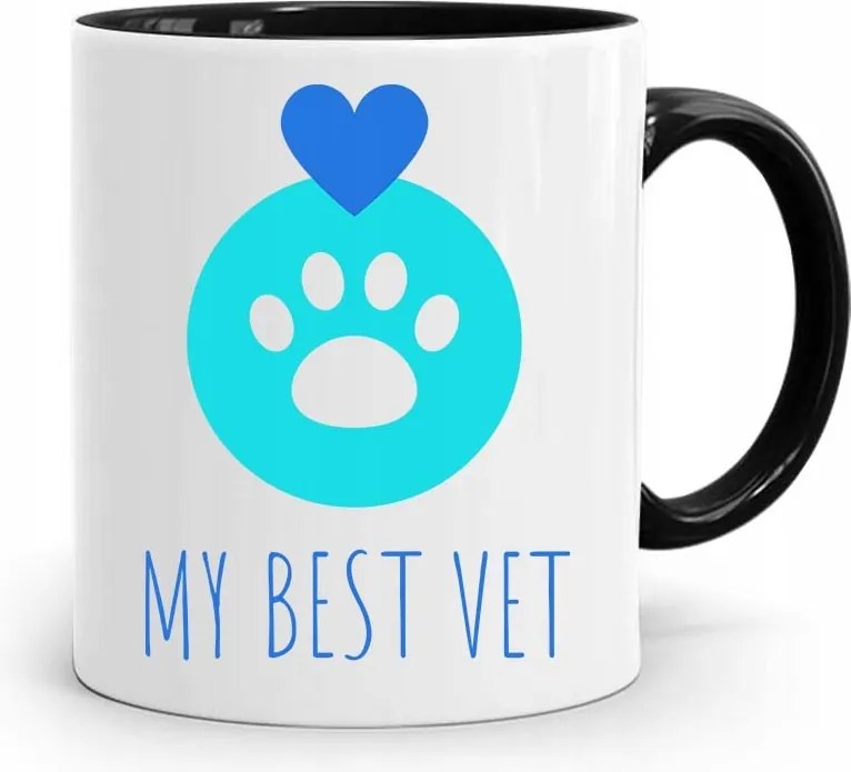 Fekete Bögre Ajándék Állatorvosnak My Best Vet fényképes nyomtatással
