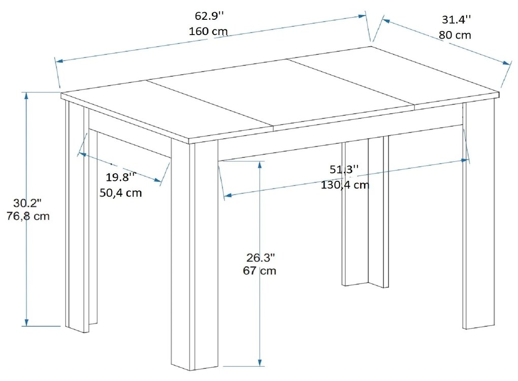 Étkező asztal Line - Light Walnut, Black