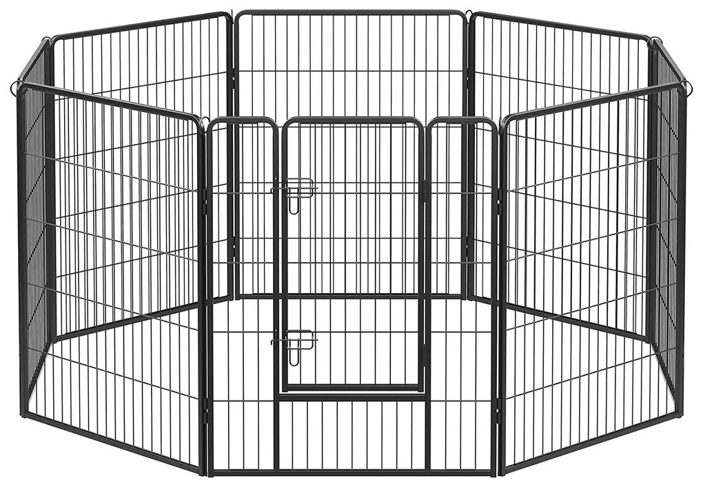 Kutya kennel, Kutyakerítés, kifutó kutyáknak 8 részes, fekete 240x80x100cm
