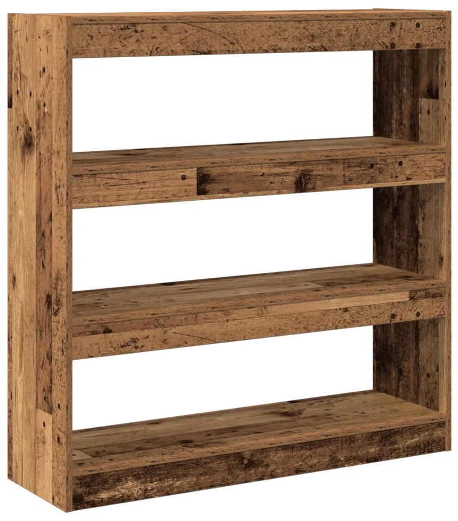 Könyves Szekrény/Szobaelválasztó - Rusztikus Fa - 100x30x103cm - Szerelt Fa