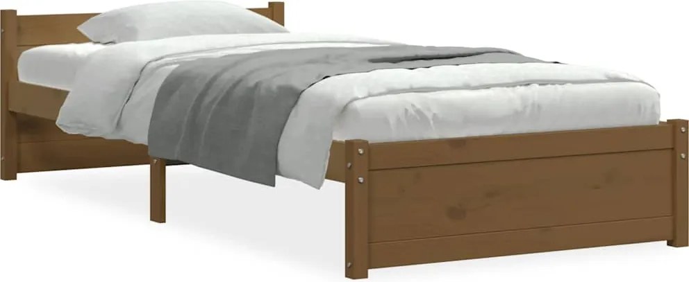 vidaXL Small Single mézbarna tömör fa ágykeret 75 x 190 cm
