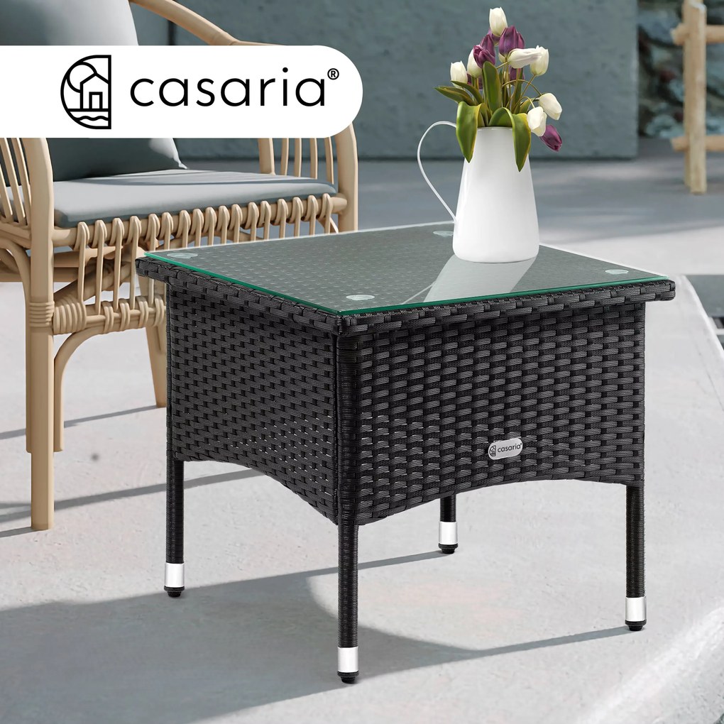 Casaria® Rattan asztalka 50x50x45 cm - fekete