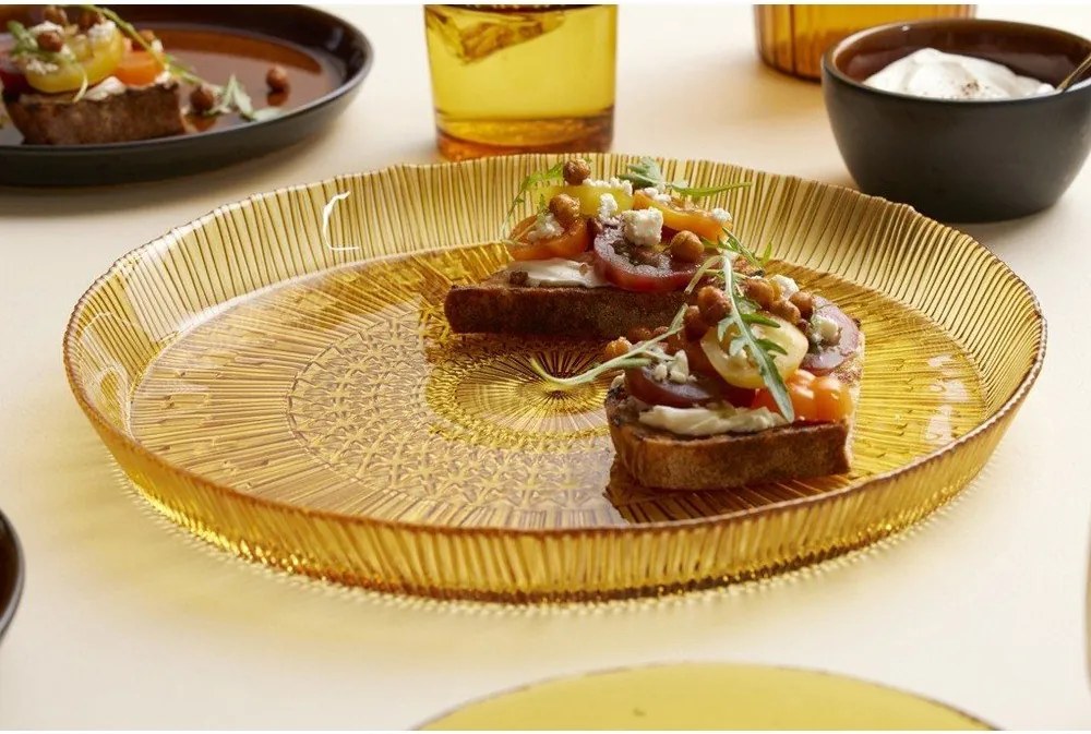 Narancssárga üveg szervírozó tányér ø 30 cm Kusintha – Bitz