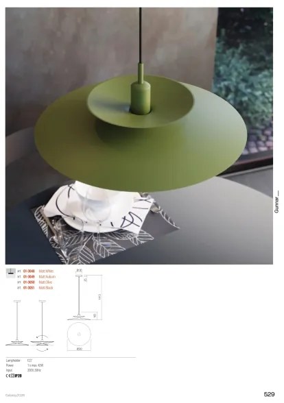 Redo 01-3049 - GUNNAR zsinóros csillár 1xE27/42W/230V, átmérő 50 cm, narancssárga