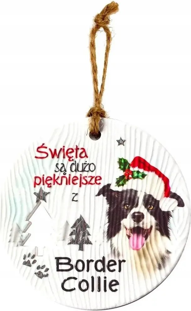 Kerámia medál Karácsonyi Border Collie