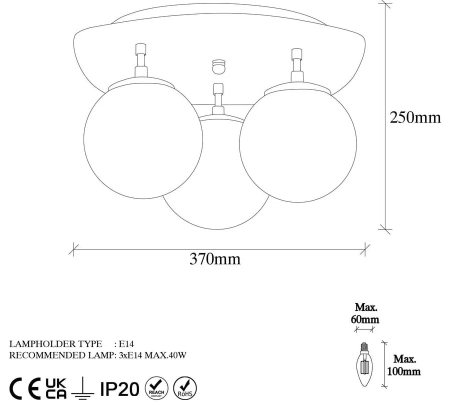 Aranyszínű mennyezeti lámpa üveg búrával 37x44 cm Well – Opviq lights