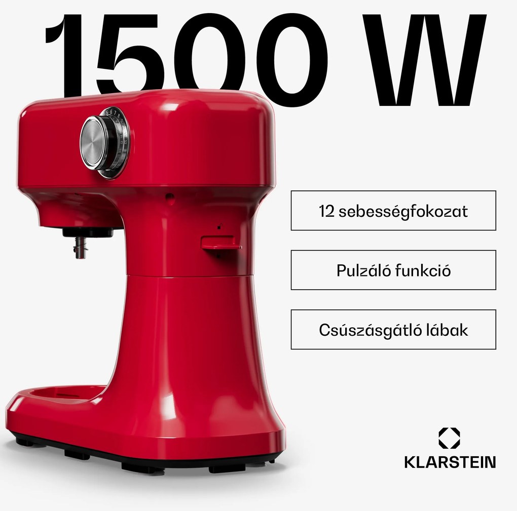 Klarstein Bella Evo konyhai robotgép | Planetáris keverőrendszer | 3 keverőfej | 1500 W | 5 l