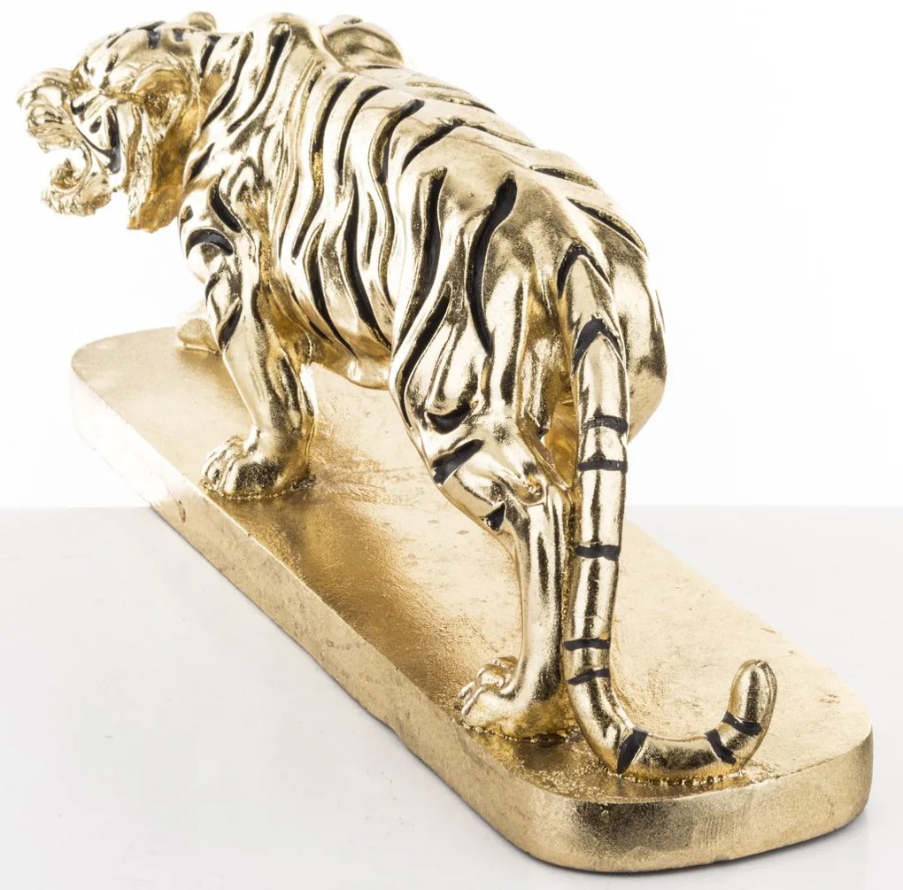 Tropical design nagy méretű arany-fekete tigris szobor otthon dekorációs figura 19x45x12cm