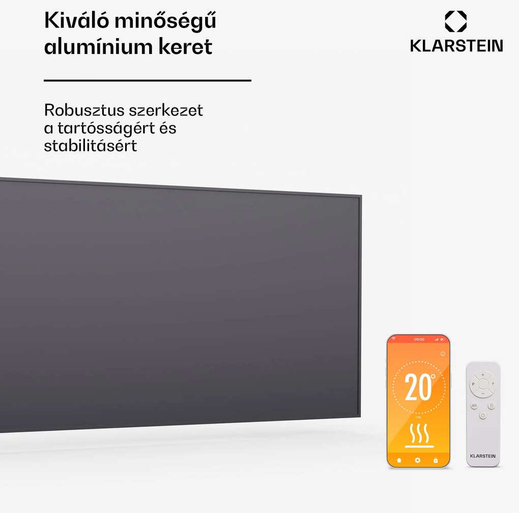 Klarstein Wonderwall Smart Infravörös hősugárzó, 60 x 120cm, Applikáció, 770 W, Heti időzítő, IP24