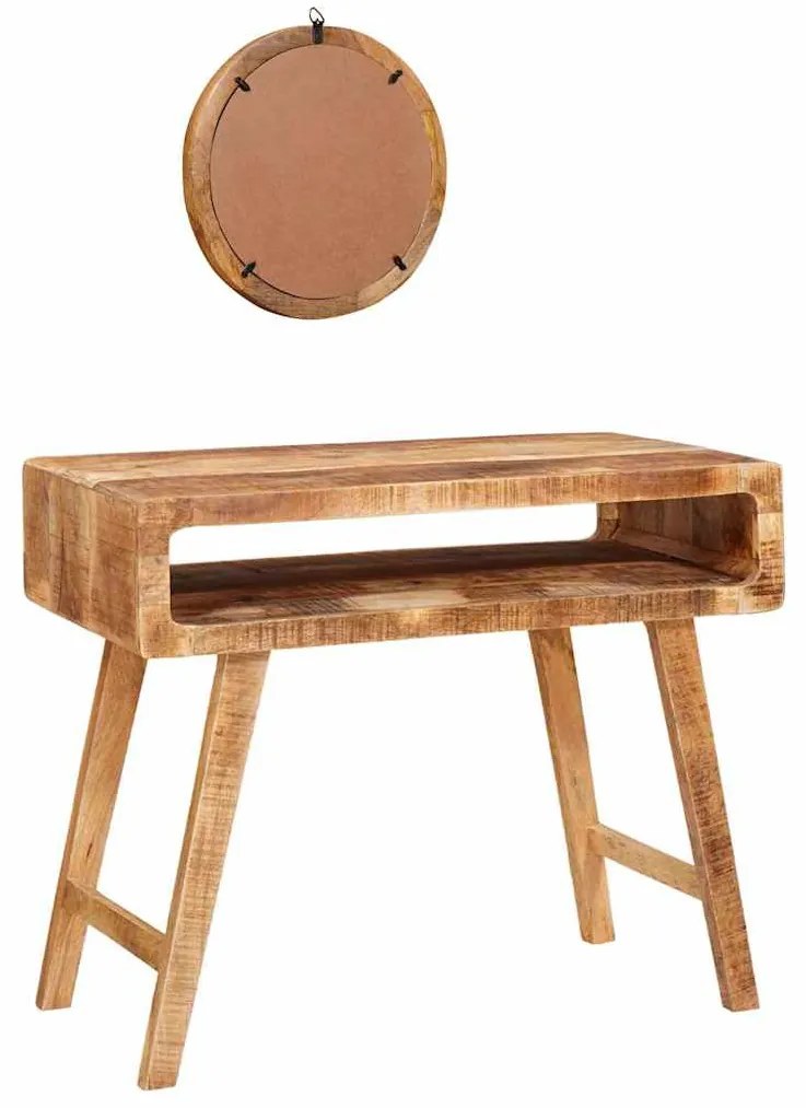 Öltözködőasztal polcokkal Barna 90 x 76 x 45 cm tömör mangófa