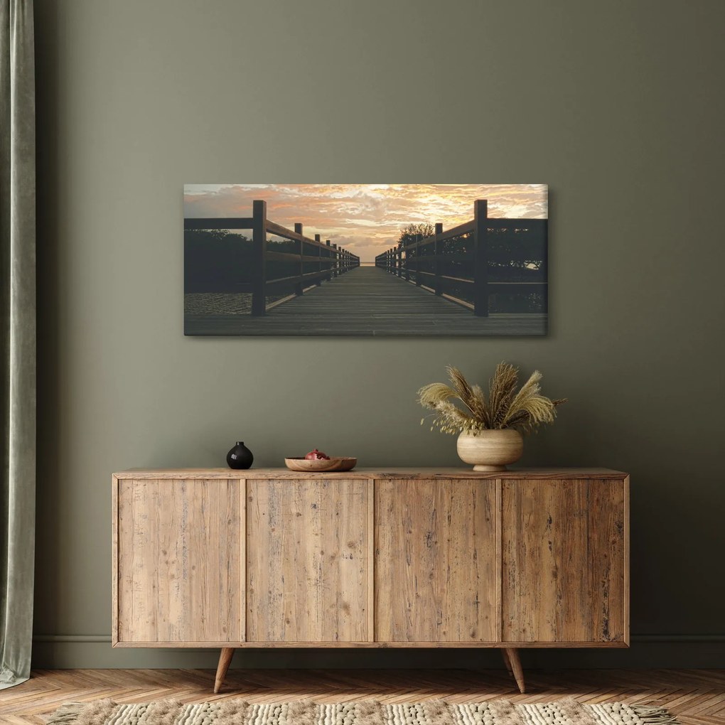 Egy fa móló képe a tó felett (120x50 cm)