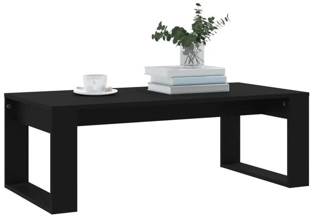 Fekete szerelt fa dohányzóasztal 102 x 50 x 35 cm