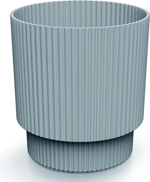 Virágtartó világosszürke bordázott műanyag 15,7x14,6 cm dekoratív