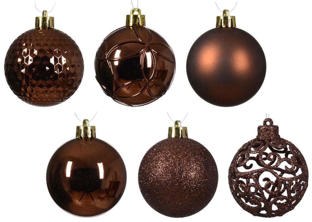 NORAND KARÁCSONYFADÍSZ GÖMB SZETT 37 DB-OS ESPRESSO BARNA