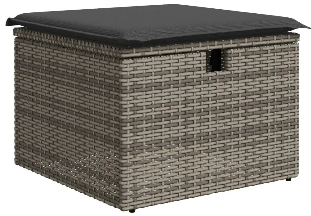 9 Darabos Kerti Sofa Szett Párnákkal Szürke Poli Rattan