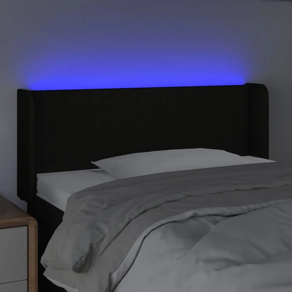 fekete szövet LED-es fejtámla 93 x 16 x 78/88 cm