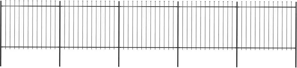 vidaXL fekete acélkerítés lándzsás tetejű szegéllyel 892,5 x 150 cm