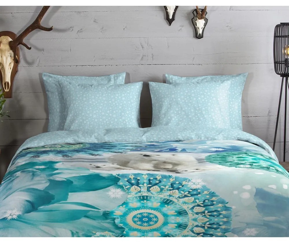 Kék egyszemélyes flanel ágyneműhuzat 140x200 cm Seppo – HIP