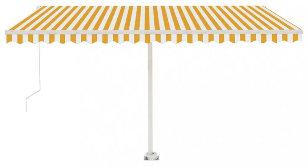 sárga és fehér kézzel kihúzható LED-es napellenző 400 x 300 cm
