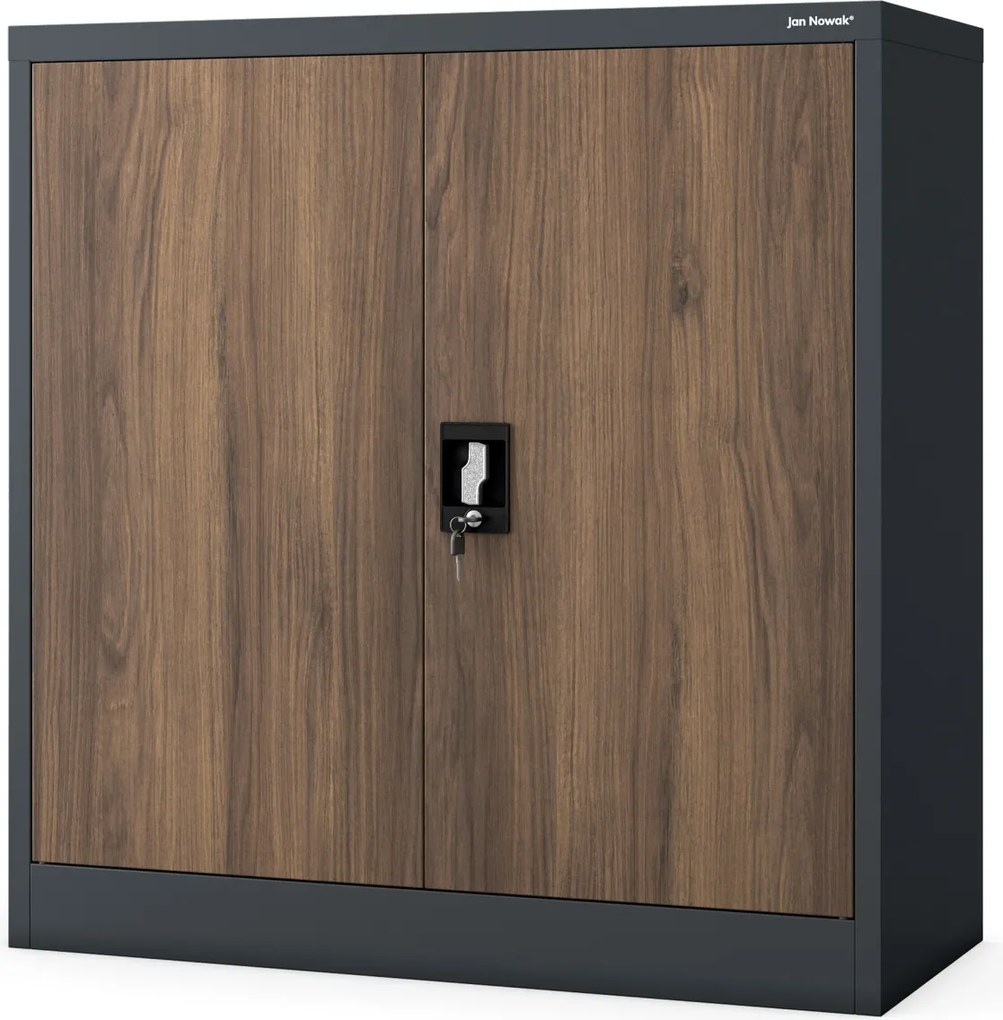 Alacsony személyi aktaszekrény, antracit/dió, 900x930x400 mm: BEATA Eco Design