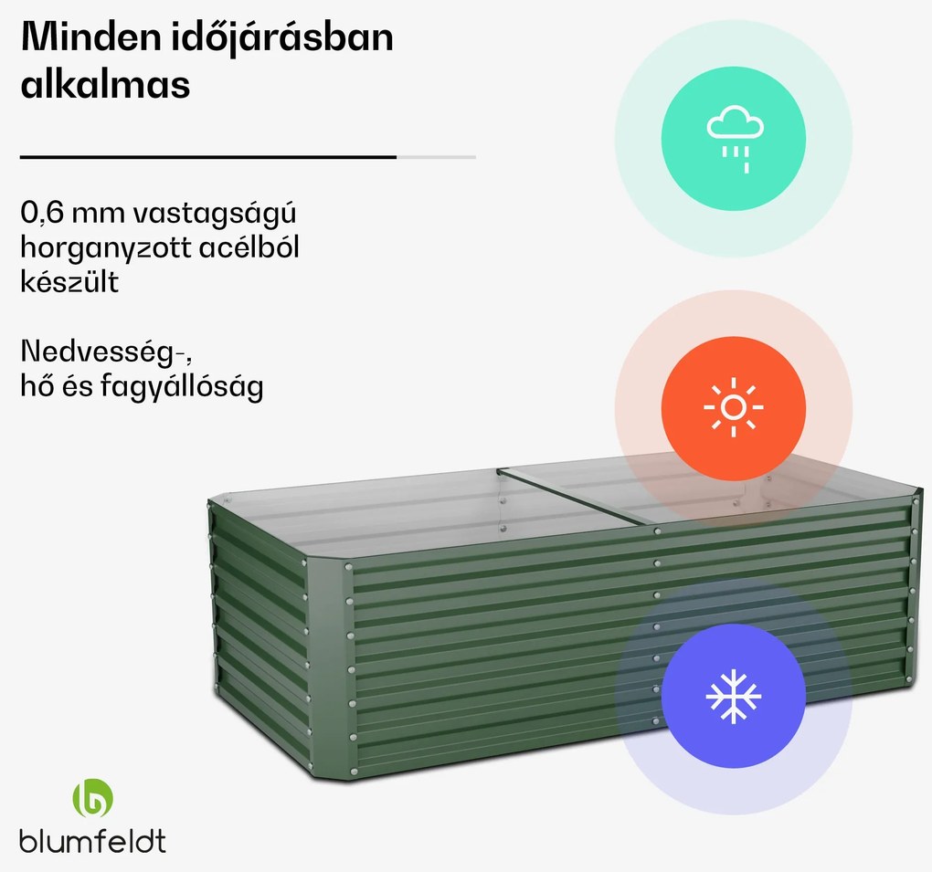 Blumfeldt High Grow Straight magaságyás, 1200 L, Ergonomikus, Időjárásálló, Nyitott alap
