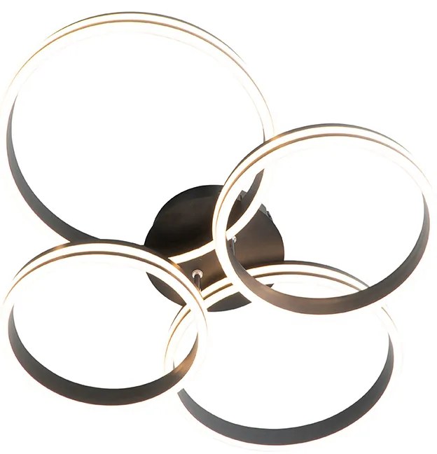 Mennyezeti lámpa fekete, beépített LED-del, 3 fokozatú fényerő-szabályozóval, 4 lámpás - Navara