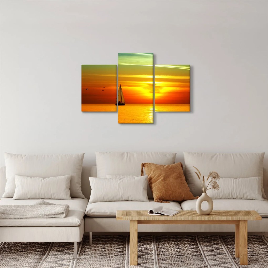 Naplemente egy jachttal képe (90x60 cm)
