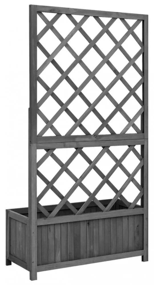 fekete tömör fenyőfa rácsos kerti ültetőláda 70 x 30 x 135 cm