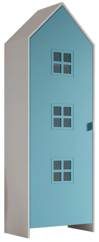 Fehér-világoskék gyerek ruhásszekrény 58x172x37 cm Casami Bruges – Vipack