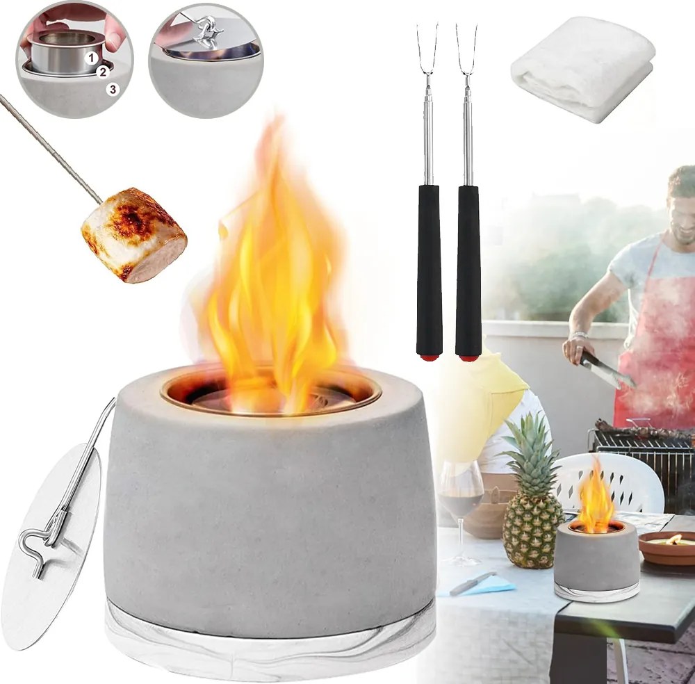 Kandalló szett Asztali , Füstmentes Asztali tűztér Sült hab