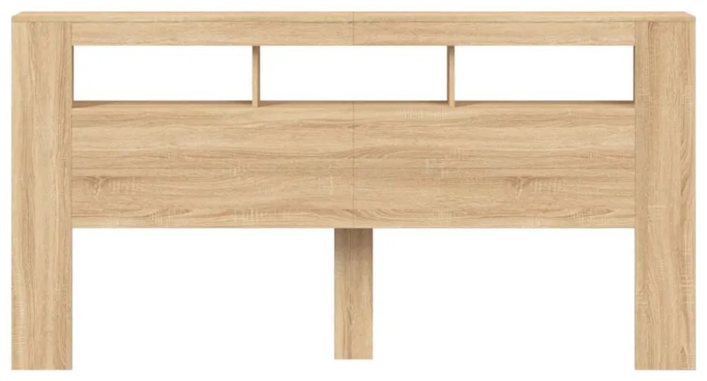 sonoma tölgy színű szerelt fa LED-es fejtámla 200x18,5x103,5 cm