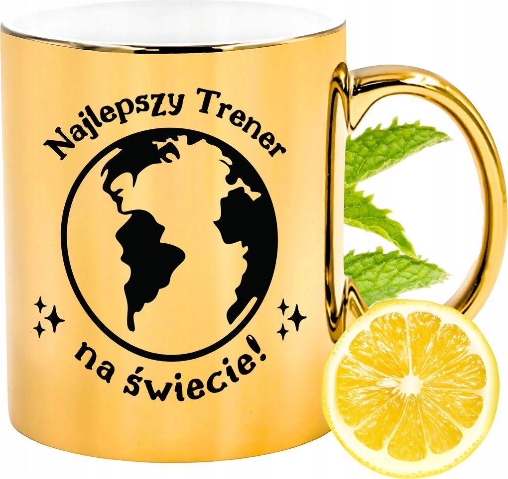 Prémium Arany Csillogó Bögre Edzőnek Ajándék Nyomtatott Fotóval