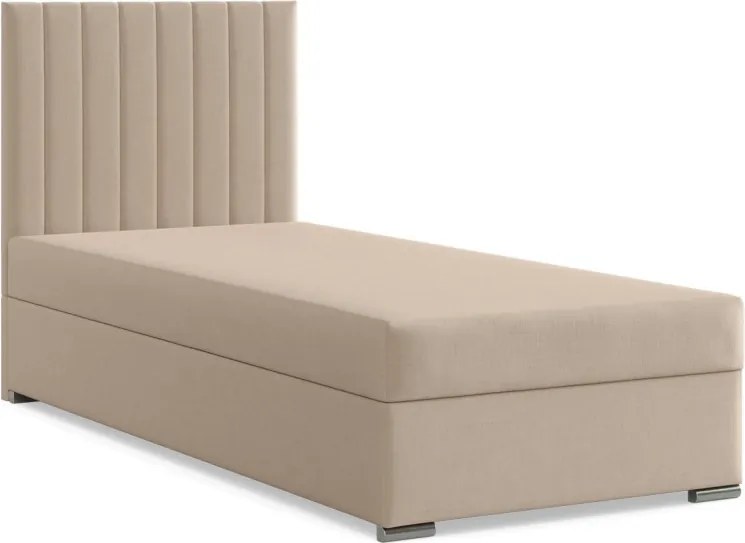 Agen egyszemélyes ágy, szövet, ágyneműtartóval, bézs