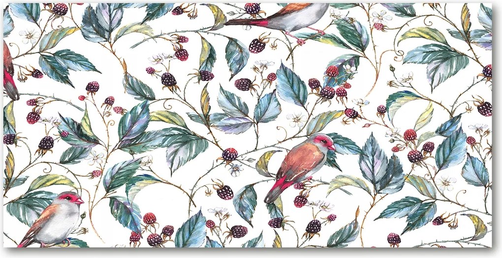 Fotó kép edzett üveg Szeder és madarak 140x70