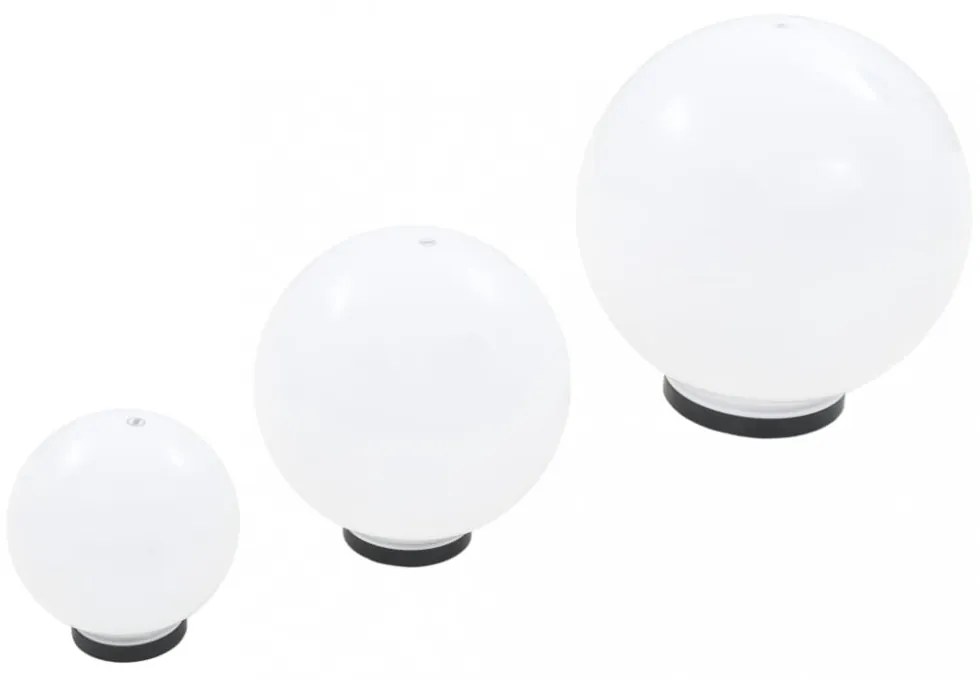 3 db-os LED gömblámpa-szett 20 / 30 / 40 cm PMMA