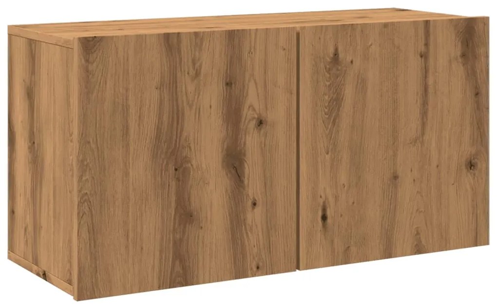 kézműves tölgy színű falra szerelhető TV-szekrény 80x30x41 cm