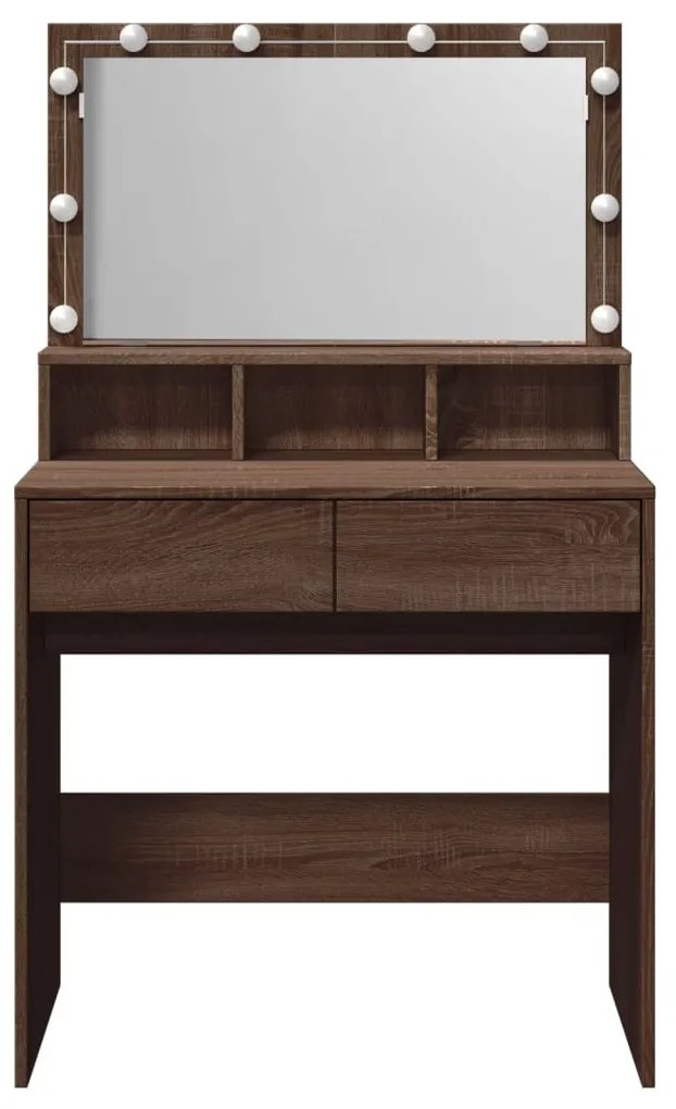 barna tölgy színű fésülködőasztal LED-del 80 x 41 x 134,5 cm